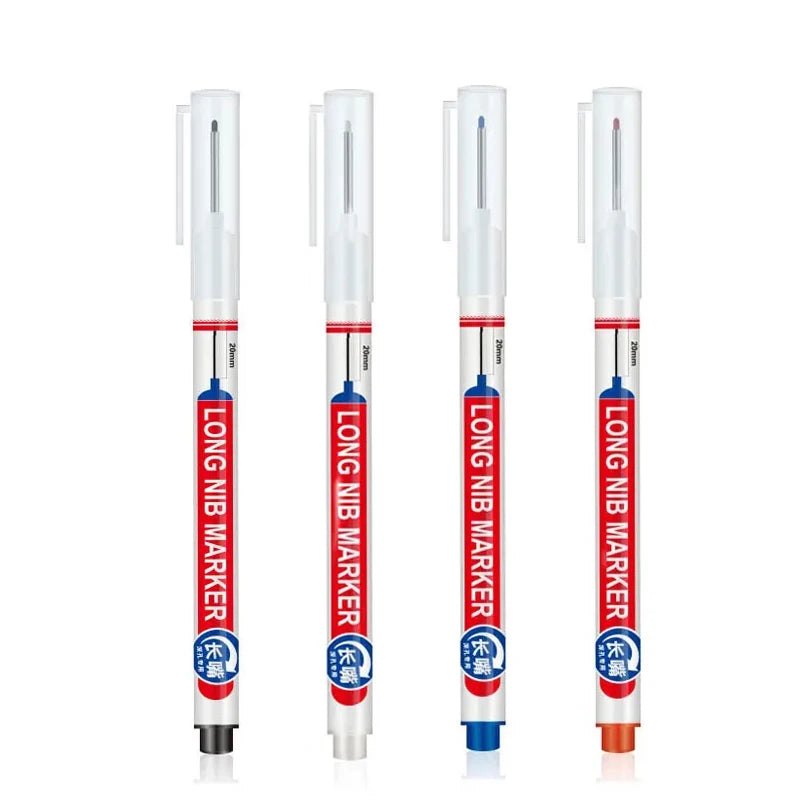 4Pcs/Set 20mm Deep Hole Long Nib Head Markers For Metal Perforating Pen Waterproof Bathroom Woodworking Decoration Multi-Purpose Qme 4Pcs mix color A