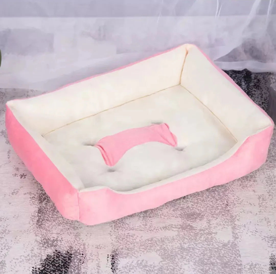 Classical Pet Mat Fashion Dog Kennel Bed House Breathable Cotton Soft Cat Nest Dog Warm Bed for Small Medium Dog Qme pink 50x40 cm