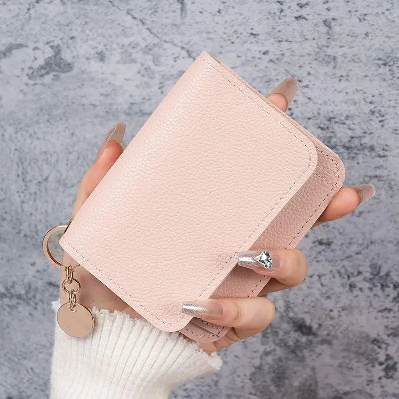 Korean Version Women's Coin Purse Short Fashion Multifunctional Qme Pink