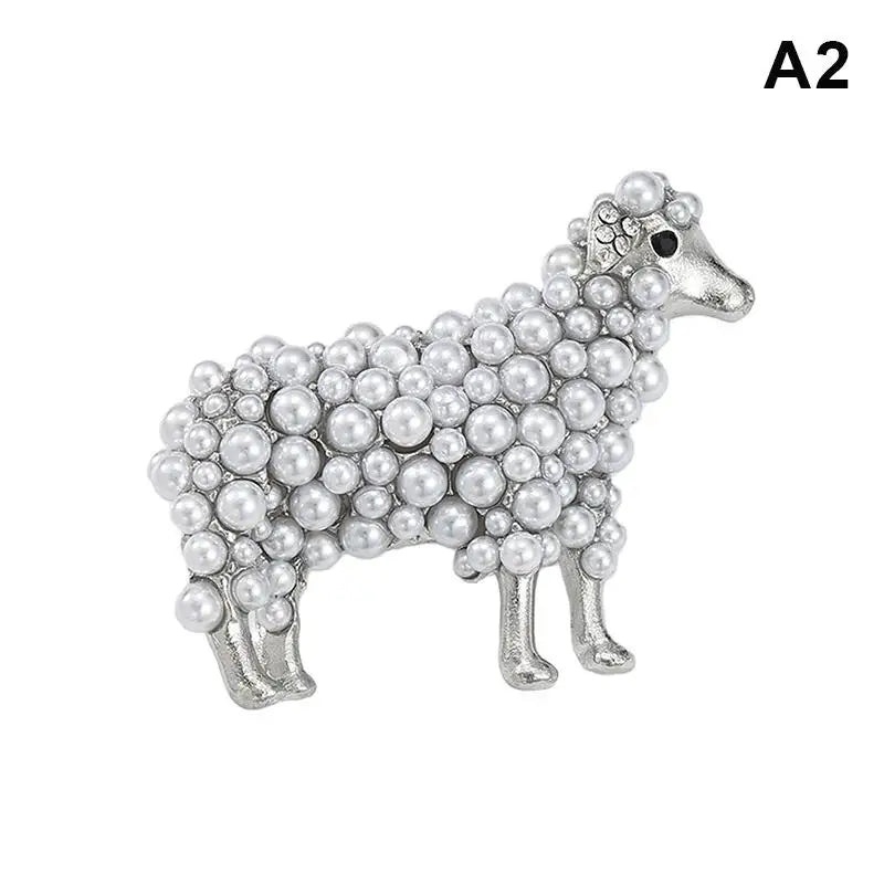 Elegant Sheep Goat Shaped Brooch Rhinestone Pearls Lapel Pin Animal Brooch Perfect For Daily Wear Party Dresses Qme A2