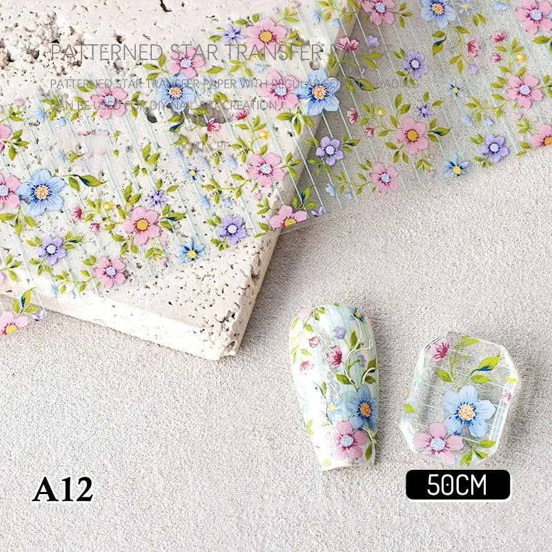 4 Rose Flower Nail Transfer Foils Paper DIY Art Sliders Salon Use Qme A12