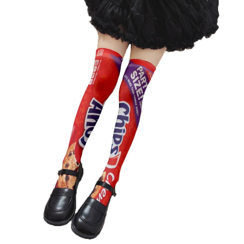 Fun Snacks Food Women's Stockings Skateboard Teen Harajuku Fashion Qme style12 One Size