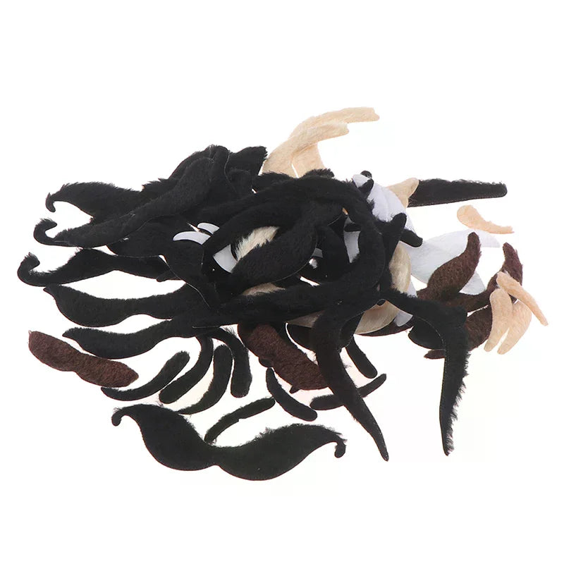 48Pcs Funny Costume Mustache Pirate Halloween Fake Beard Whisker Party Supplies. Qme