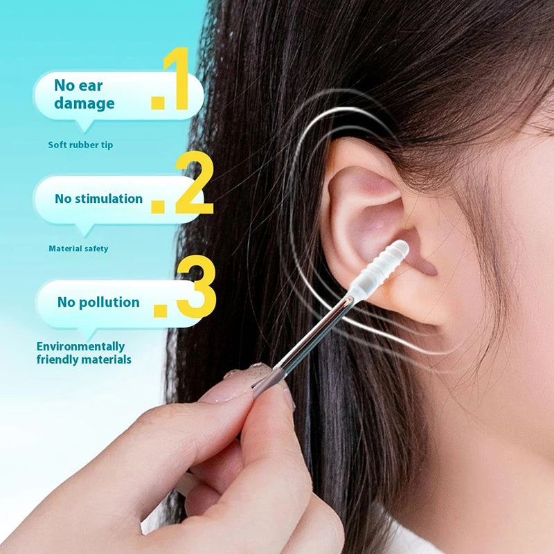 Ear Swabs Pick Double Headed Sticky Reusable Cleaner Soft Silicone Qme