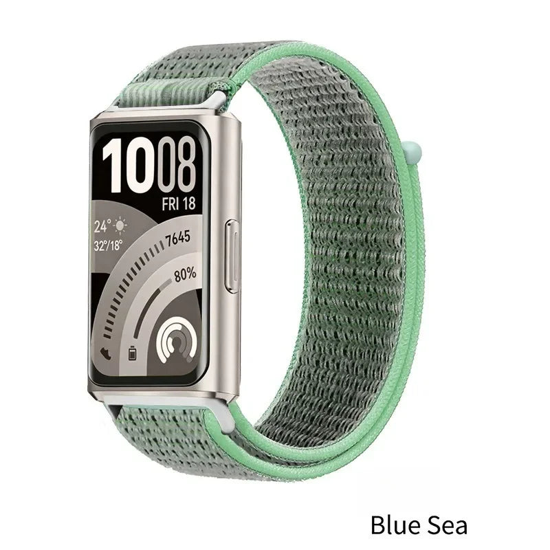 A Stylish Lightweight Nylon Loop Watchband with Exquisite Hardware Stitching Velcro Strap for Huawei Bracelet 11 Series 11 pro Qme