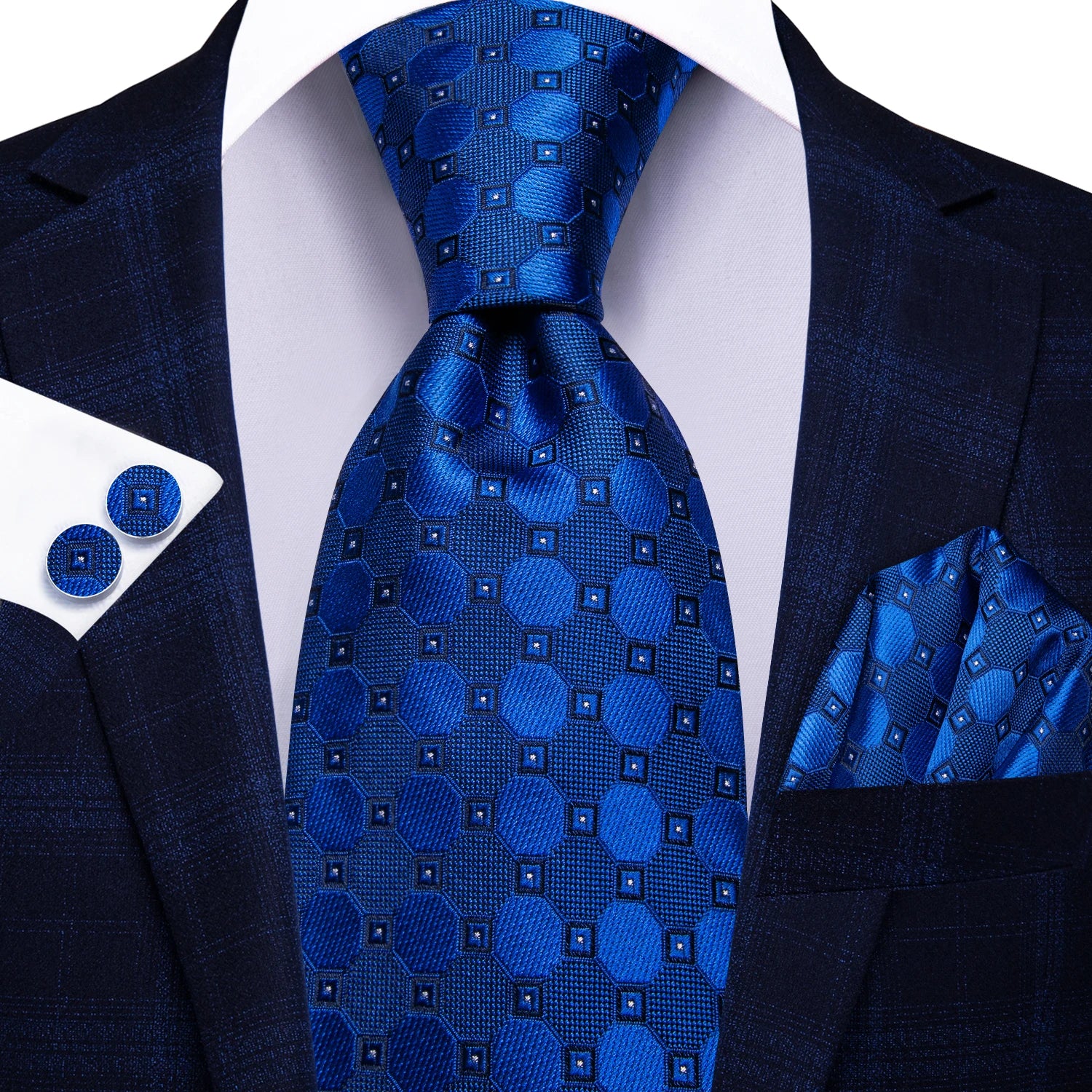 Hi-tie Red Blue Striped Business Mens Tie Jacquard Necktie Qme N-3948