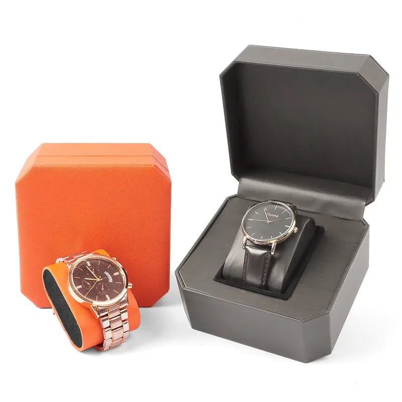 2-Piece Octagonal Green PU Leather Watch Box,Watch Case Portable Premium Gift Case for Wristwatch & Bracelet Storage,Display Box Qme