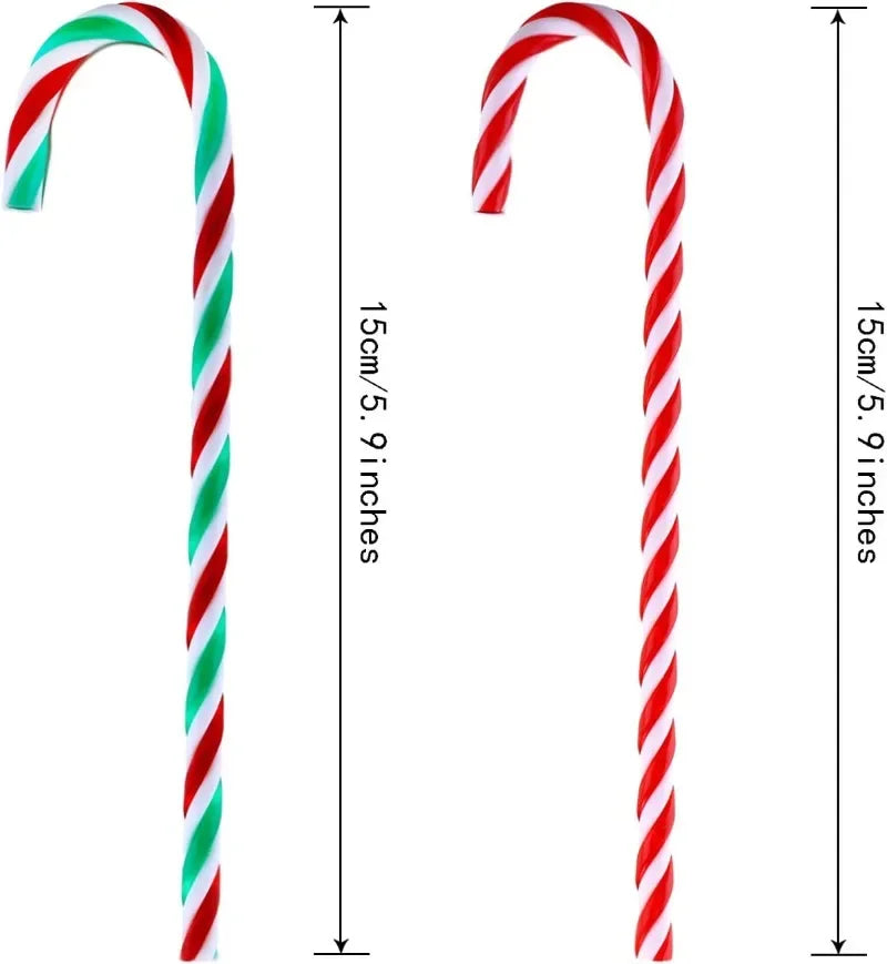 Christmas Candy Canes Xmas Tree Acrylic Crutch Hanging Pendant Ornaments New Year Party Home Decoration Kids Toy Gifts 10/20Pcs Qme