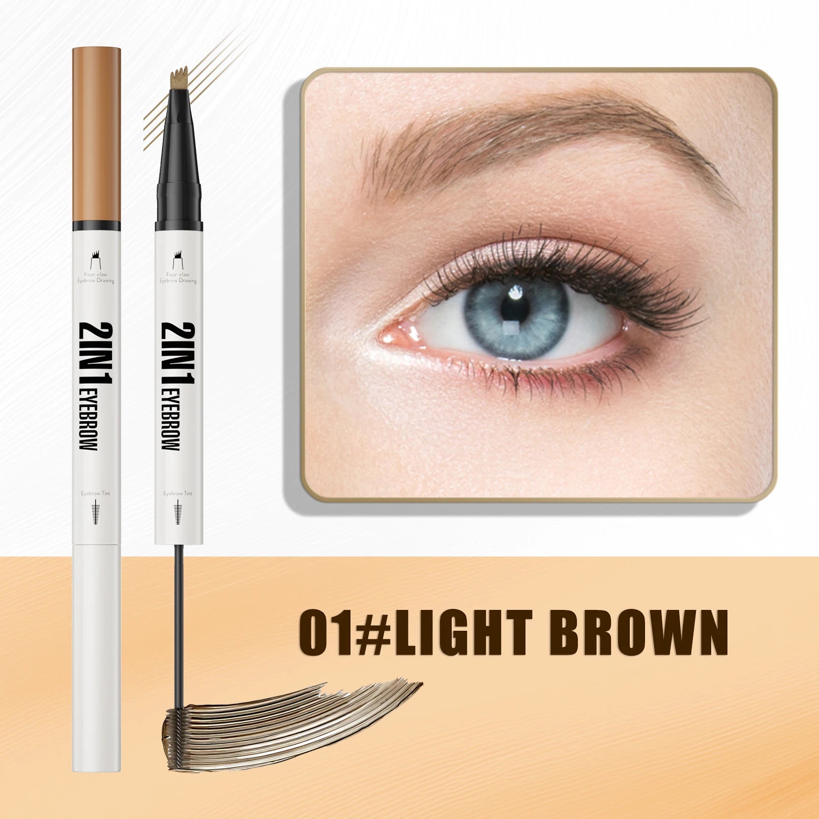 Waterproof Eyebrow Pen 2-in-1 Eyebrow Pencil And Tint Microblading Eyebrow Pencil with 4 Split Head for Perfect Brows Qme 9712-1