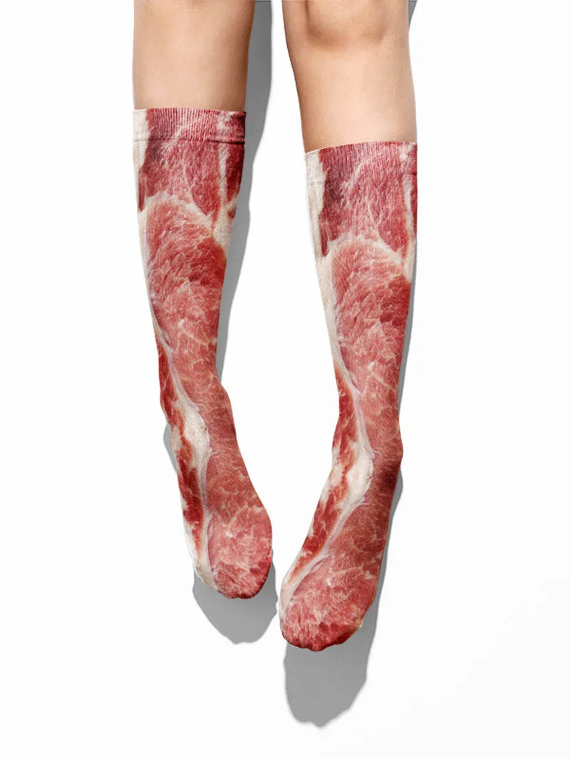 Very Popular Pork Belly Printed Socks Women's Happy Food Kawaii Qme