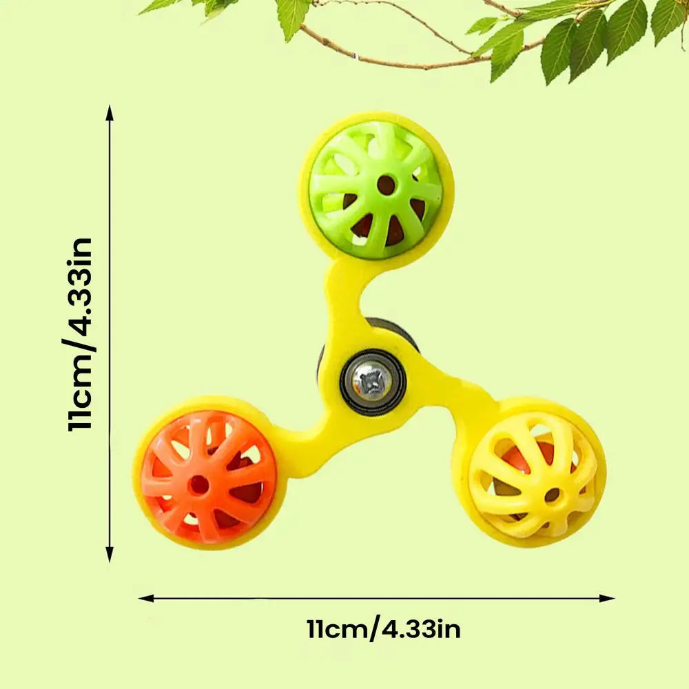 Bird Toys Fun Rotating Windmill with 3 Bells Bird Cage Toys for Parakeet Conure Cockatiel Lovebird Enrichment Play Chewing Qme Yellow