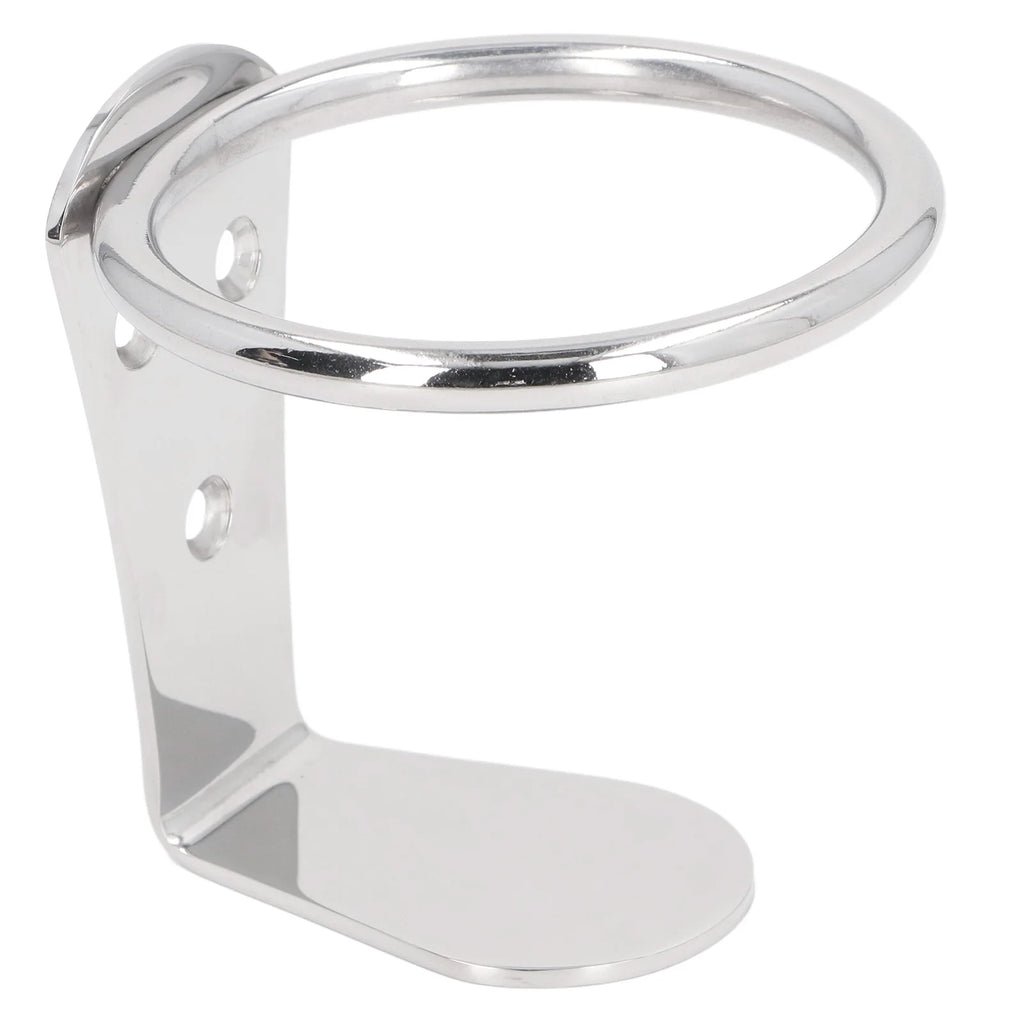 Boat Drink Holder Stainless Steel Rustproof Wall Mount Single Boat Drink Mug Holder for RV Yacht Ringlike Boat Cup Holder Qme SILVER