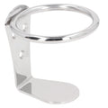 Boat Drink Holder Stainless Steel Rustproof Wall Mount Single Boat Drink Mug Holder for RV Yacht Ringlike Boat Cup Holder Qme SILVER