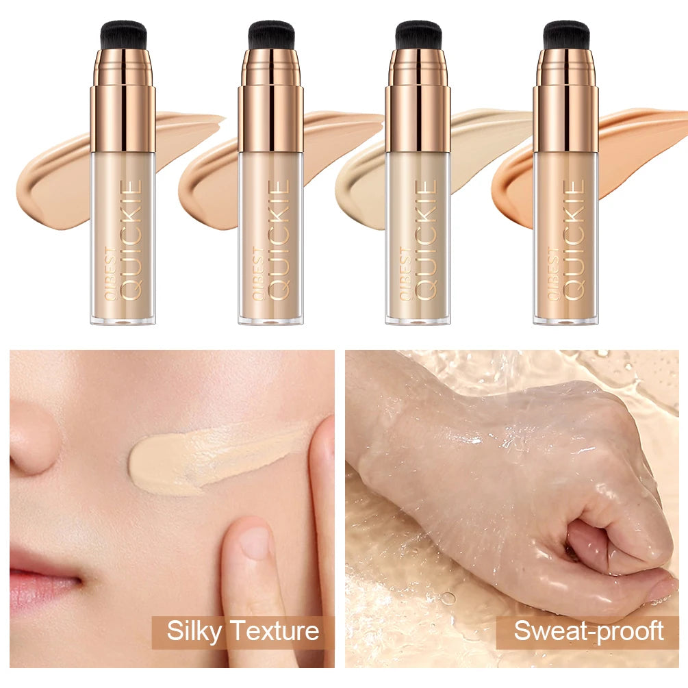QIBEST 4 Colors Matte Liquid Foundation Hydrating Nourishing Full Coverage Blemish Brighten Concealer Base Maquiagem New Makeup Qme
