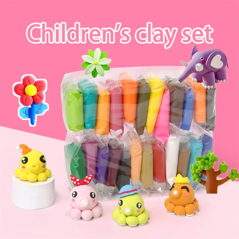 12/24/36 Color Clay Air-dried Clay Set Ultra Light Plastic Clay with Carving Tools DIY Crafts Toy Gifts for Friends Children Qme