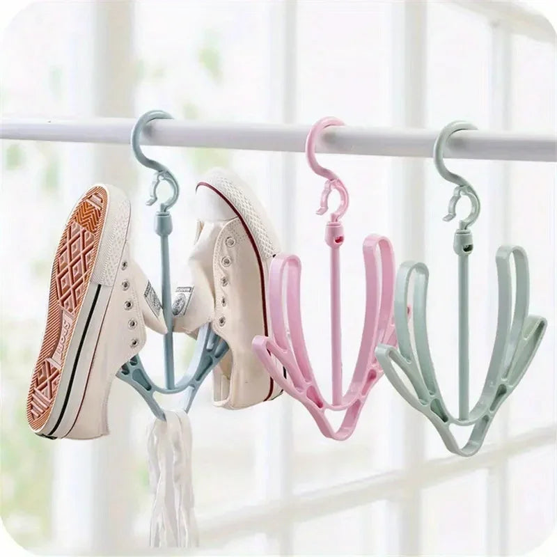 Shoe Drying Rack, Hook, Multi-Functional 360 Degree Rotation Balcony Shoe Drying Rack, Clothes Hanger Hook For Hanging Shoes Qme