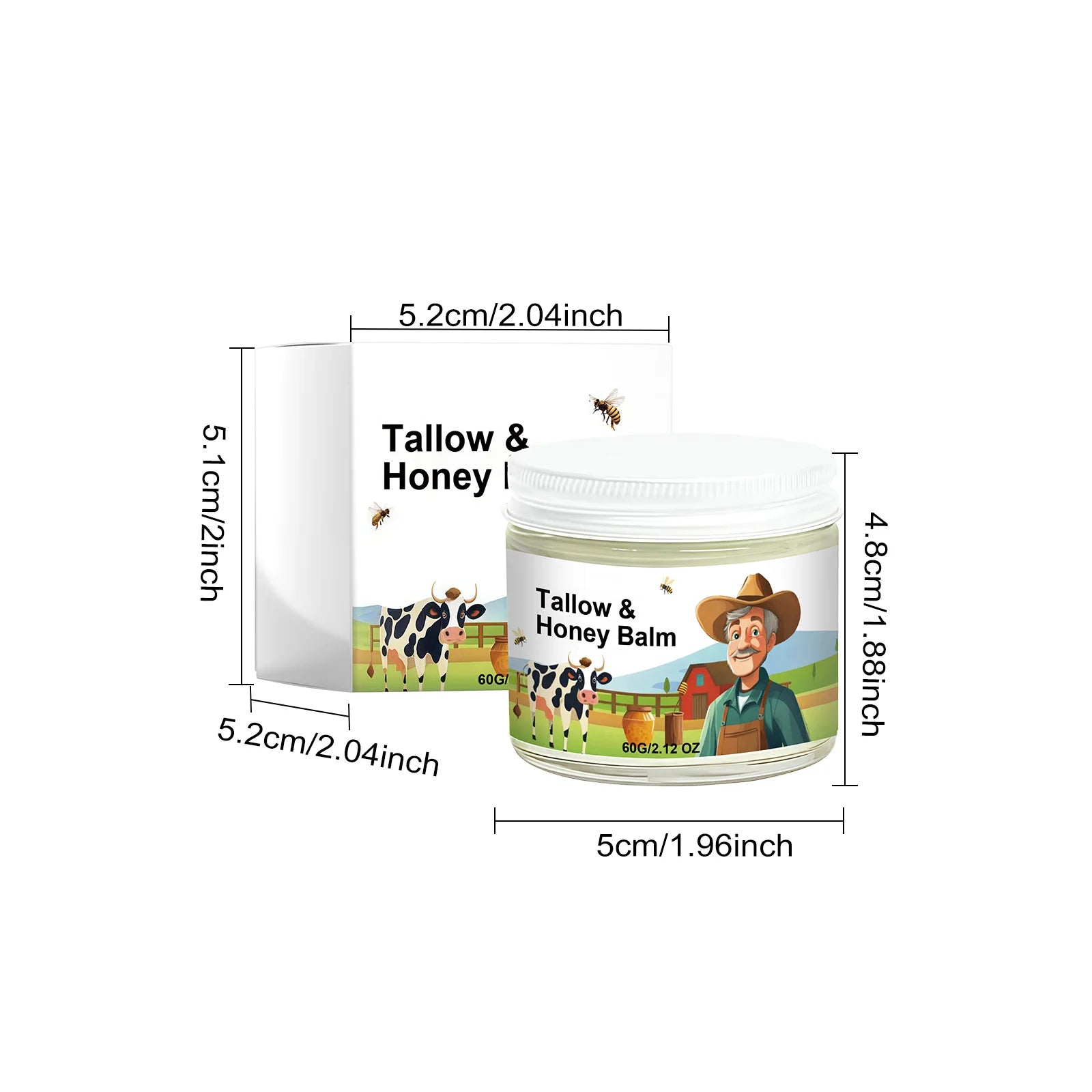 Hydrating Tallow & Honey Balm Skin Nourishing Smoothing Delicate Moisturizer to Improve Texture for Soft Firm Skin Daily Skincar Qme
