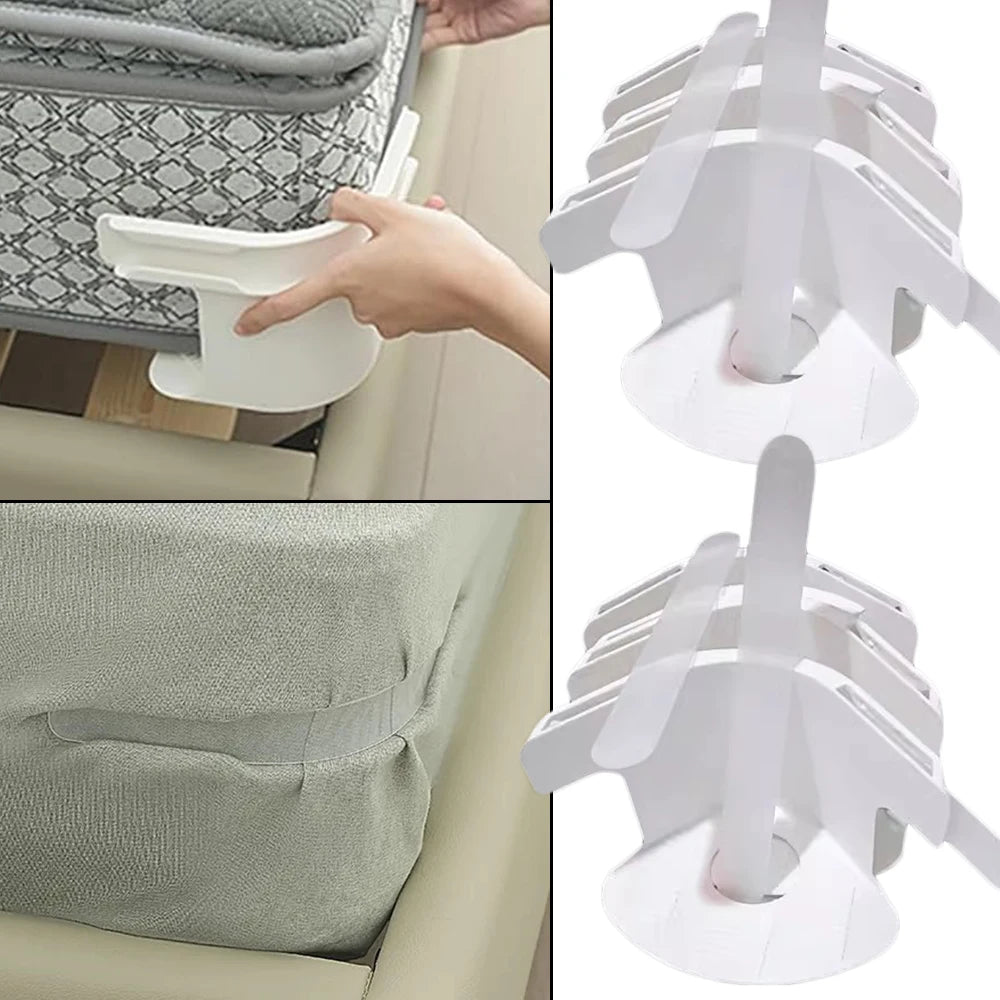 Universal Bedsheet Corner Tightener Clips Invisible Bedspread Secure Holder with Heavy-Duty Mattress Straps Sheets Slot Locks Qme