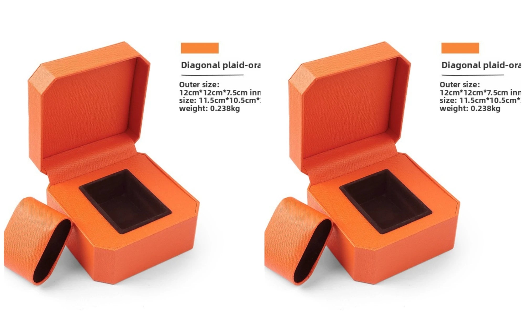 2-Piece Octagonal Green PU Leather Watch Box,Watch Case Portable Premium Gift Case for Wristwatch & Bracelet Storage,Display Box Qme Orange 2Pcs
