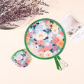 Mini Japanese Folding Fan Flower Pattern Pocket Collapsible Round Qme A3