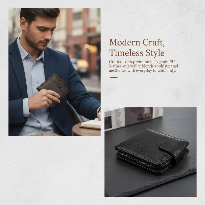 Men Wallets Leather Zipper Purse Man Slim Card Horders Male Short Qme
