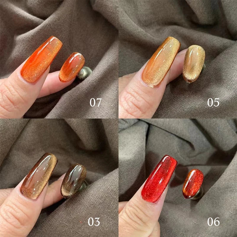 CHARM Amber Cat Eye Gel Nail Polish Magnetic Lacquer UV LED Soak Off Qme