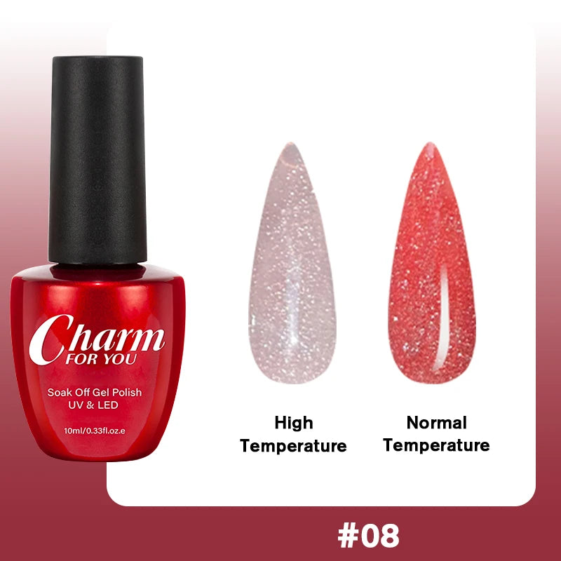 Thermochromic Diamond Glue Changing Nail Art Polish Sparkle Shimmer Qme 08