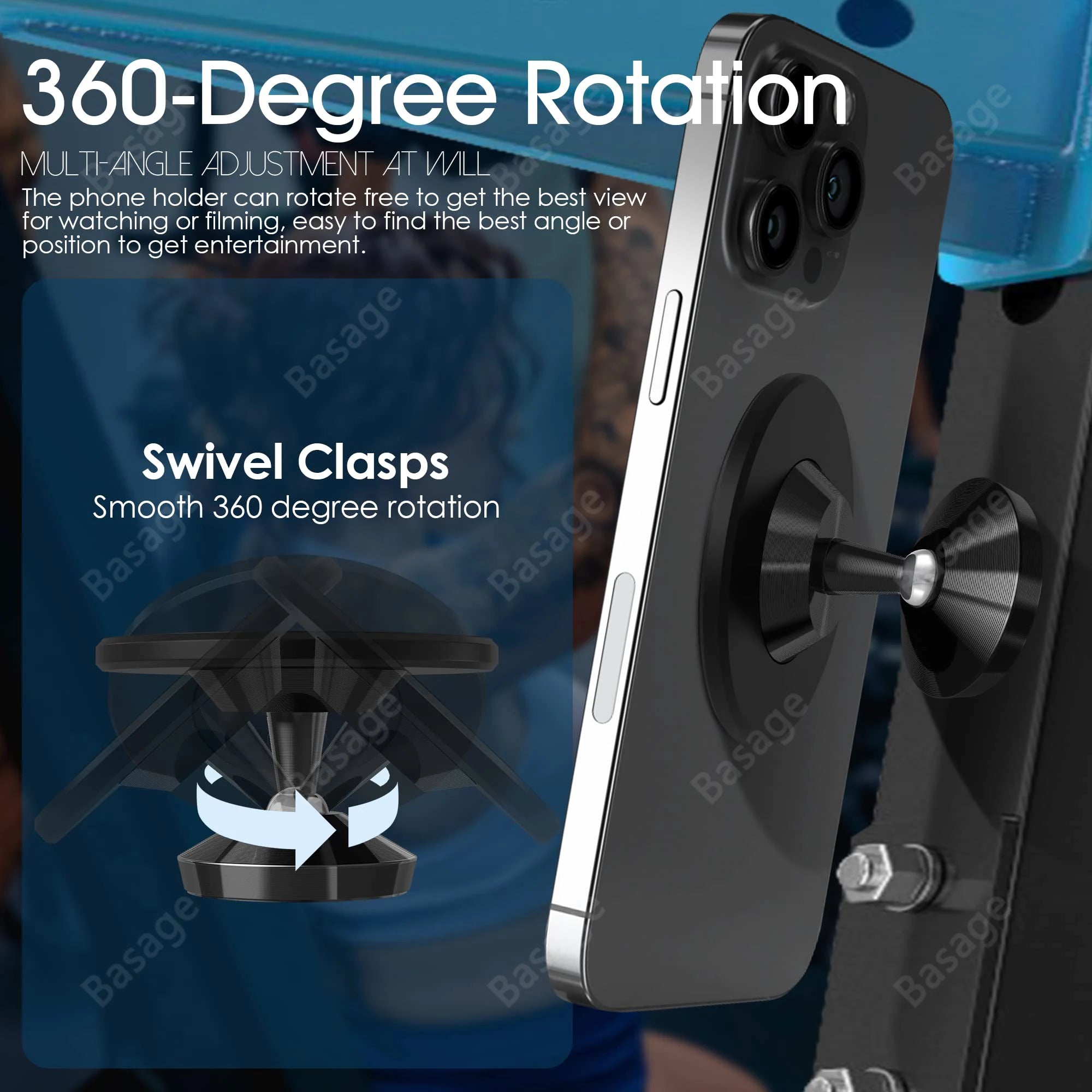 Gym Mate Magnetic Phone Mount &Double-sided Magnetic Suction Phone Holder for MagSafe. Shoot Hands-Free Videos While Working Out Qme