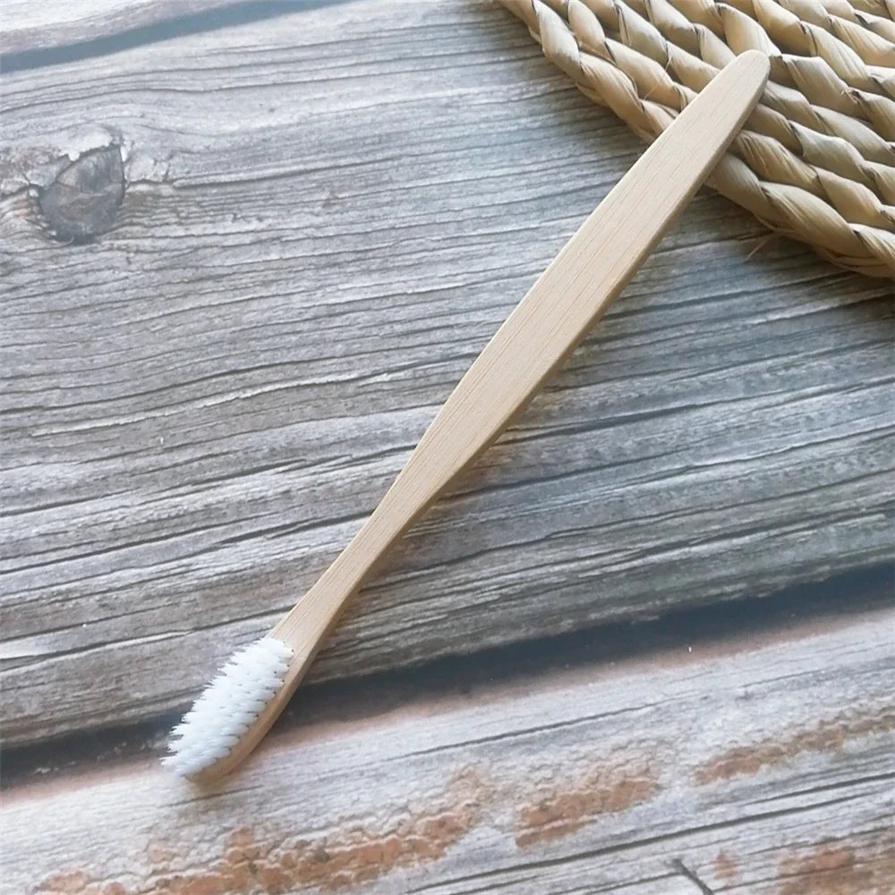 Colorful Natural Bamboo Toothbrush Soft Bristle Charcoal Teeth Whitening Manual Wooden Handle Toothbrushes Soft Dental Oral Care Qme White 1Pcs