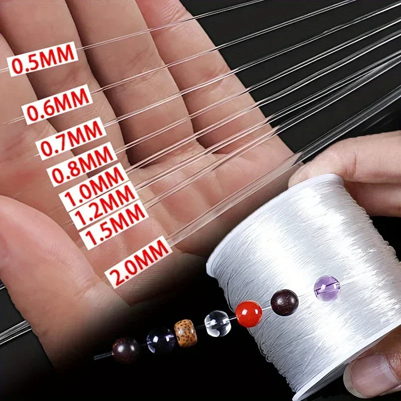 Large roll of transparent elastic thread, handmade DIY beaded elastic rope, jewelry-making accessory material for bracelets Qme