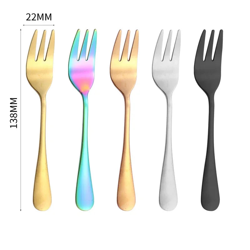 6pcs/set Fruit Forks Dessert Forks Are Small and Delicate for Entertaining Guests Stainless Steel Cutlery Mini Fork Set Qme