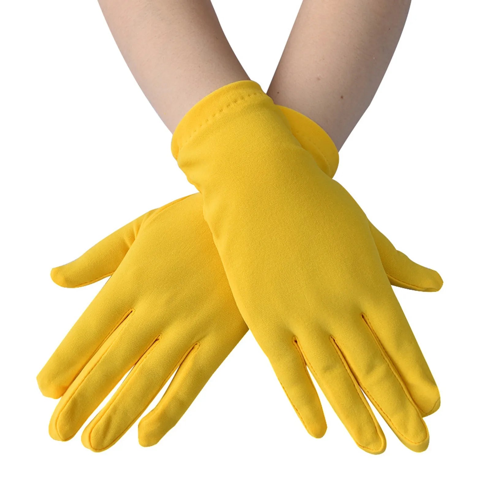 Women and Men Multicolor Stage Performance Masquerade Party Cosplay Opera Accessories Multipropose Etiquette Mittens Qme Yellow