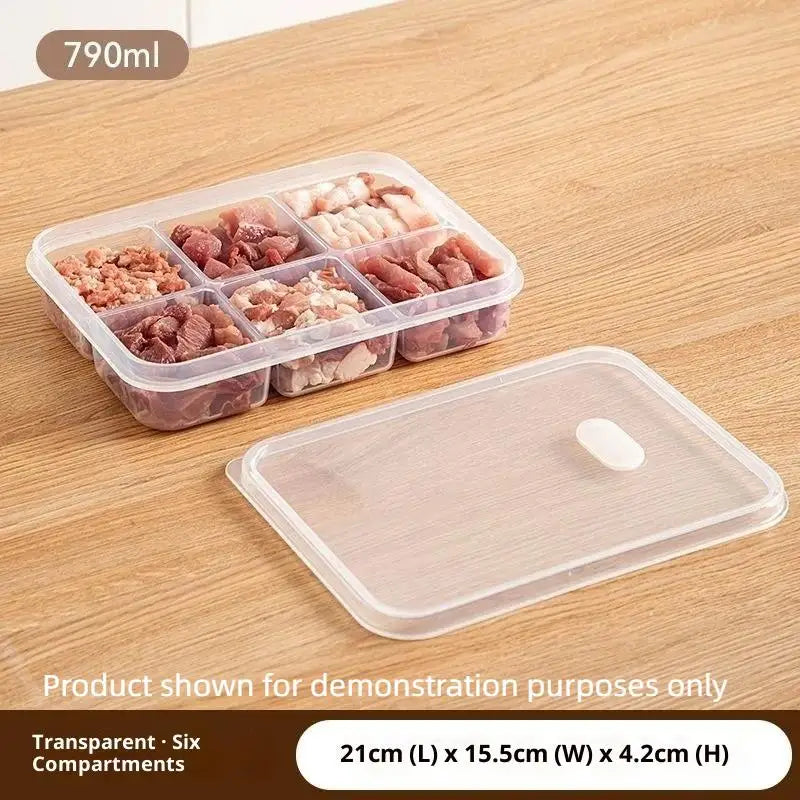 Refrigerator Storage Box Packed Meal Crisper Food Grade Sealed Food Meat 2/4/6 Compartment Refrigerated Storage Box Qme A