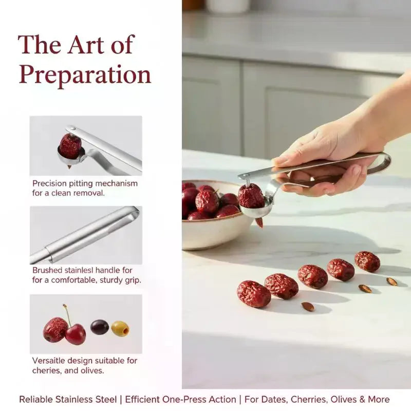 Stainless Steel Red Date Pitter Tool–Seed Corer Kitchen Gadget for Jujube Date Fruit Preparation Home Kitchen Baking Tool Qme