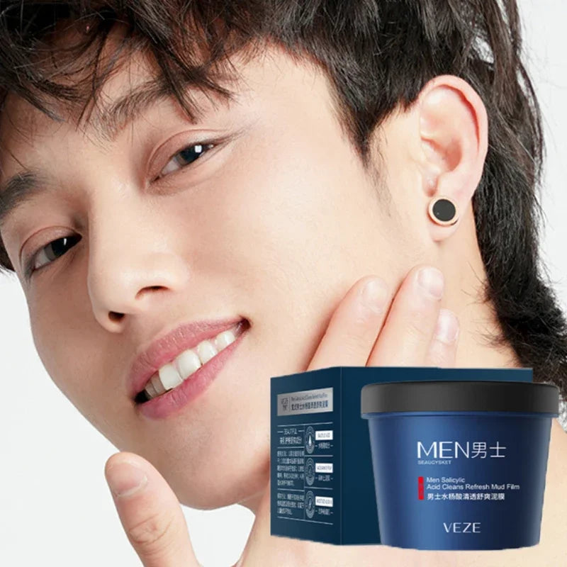 Men's Salicylic Acid Cleansing Clay Mask Refreshing Fine Texture Oil Qme