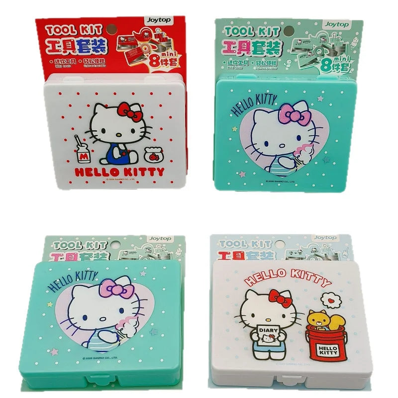 Hello Kitty Stapler Set Portable Hole Punch for Students Desktop Tool and Stationery Organizer Qme