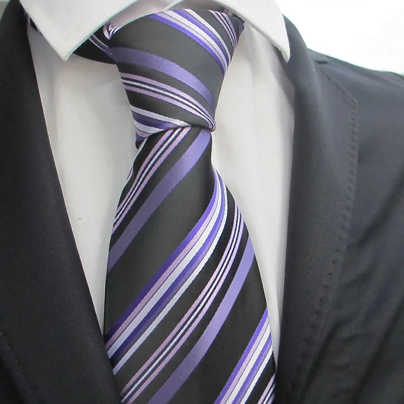 Purple Tie Norvety Floral Stripe Elegant Necktie Tuxedo Fashion Qme RT2