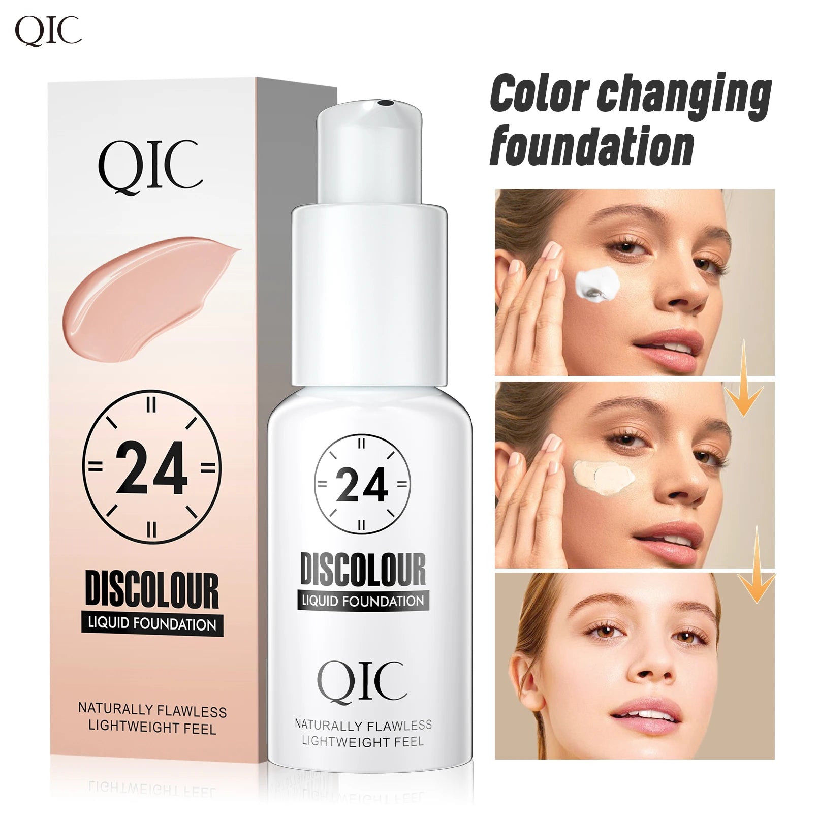 Temperature Change Full Coverage Long Wear Liquid Foundation Matte Natural Moisturizing Waterproof Sweat Resistant Face Makeup Qme