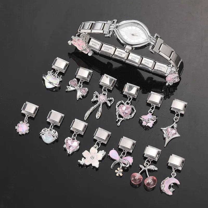 Fashion Starfish Shell Whale Pendant Series Women Men Charm Link Fit 9mm Stainless Steel Italian Bracelet Making DIY Jewelrys Qme