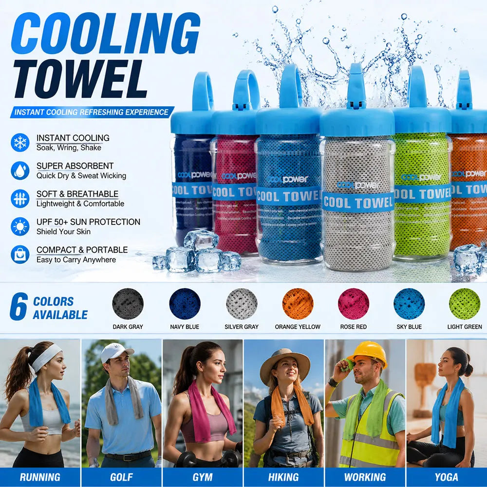 Ice Cool Neck Towel Cooling Soft Breathable Polyester Fabric Yoga Qme