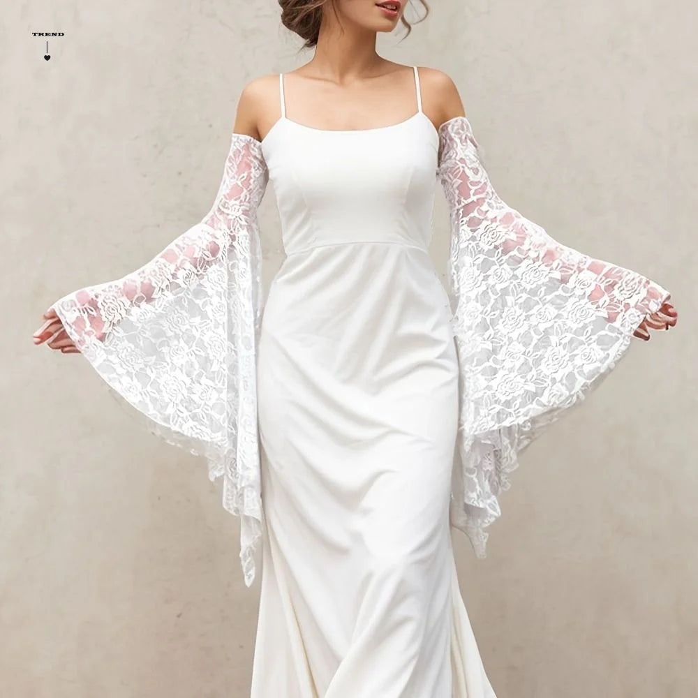 Elegant Long Tulle Sleeves Breathable Arm Decor Thin Sheer Bridal Gloves Comfortable Flower Embroidery Lace Arm Sleeves Qme
