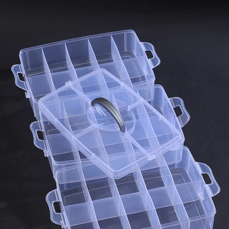 Adjustable Dividers 30 Grids 3 Layer Stackable Clear Plastic Jewelry Qme