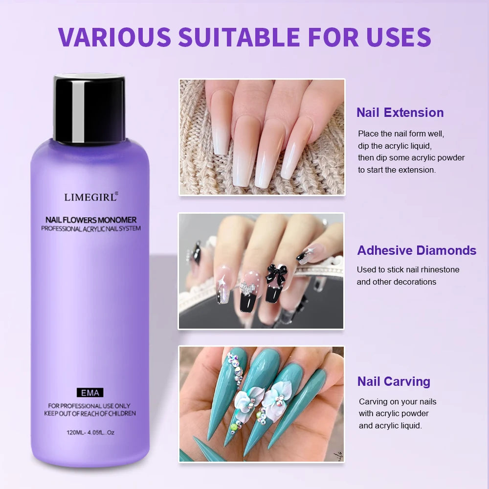 Large Capacity Nail Acrylic Liquid Monomer Crystal 40 70 120 Nails Qme