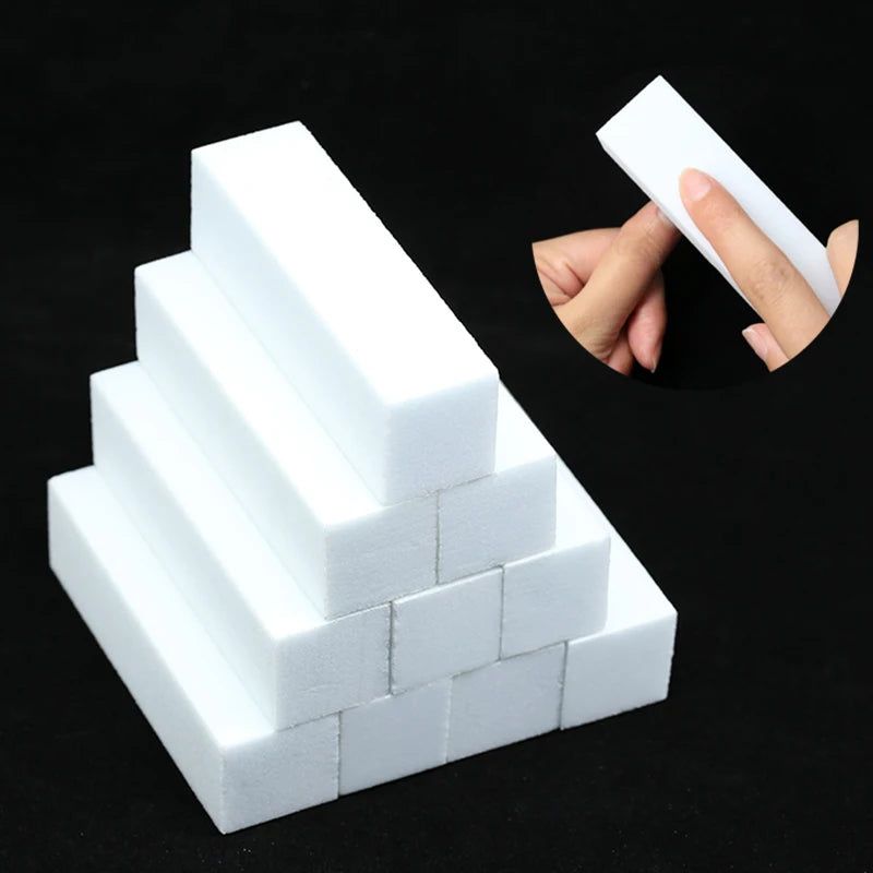 Nail Art Buffer Grinder Buffing Block White Nail File For Pedicure Tips Manicure Care Sponge Buffer Gel Polish Accessories Tools Qme