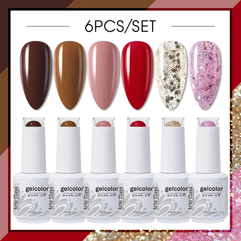 Arte Clavo Glitter Semi Permanent Nail Art LED UV Gel Polish Sparkly