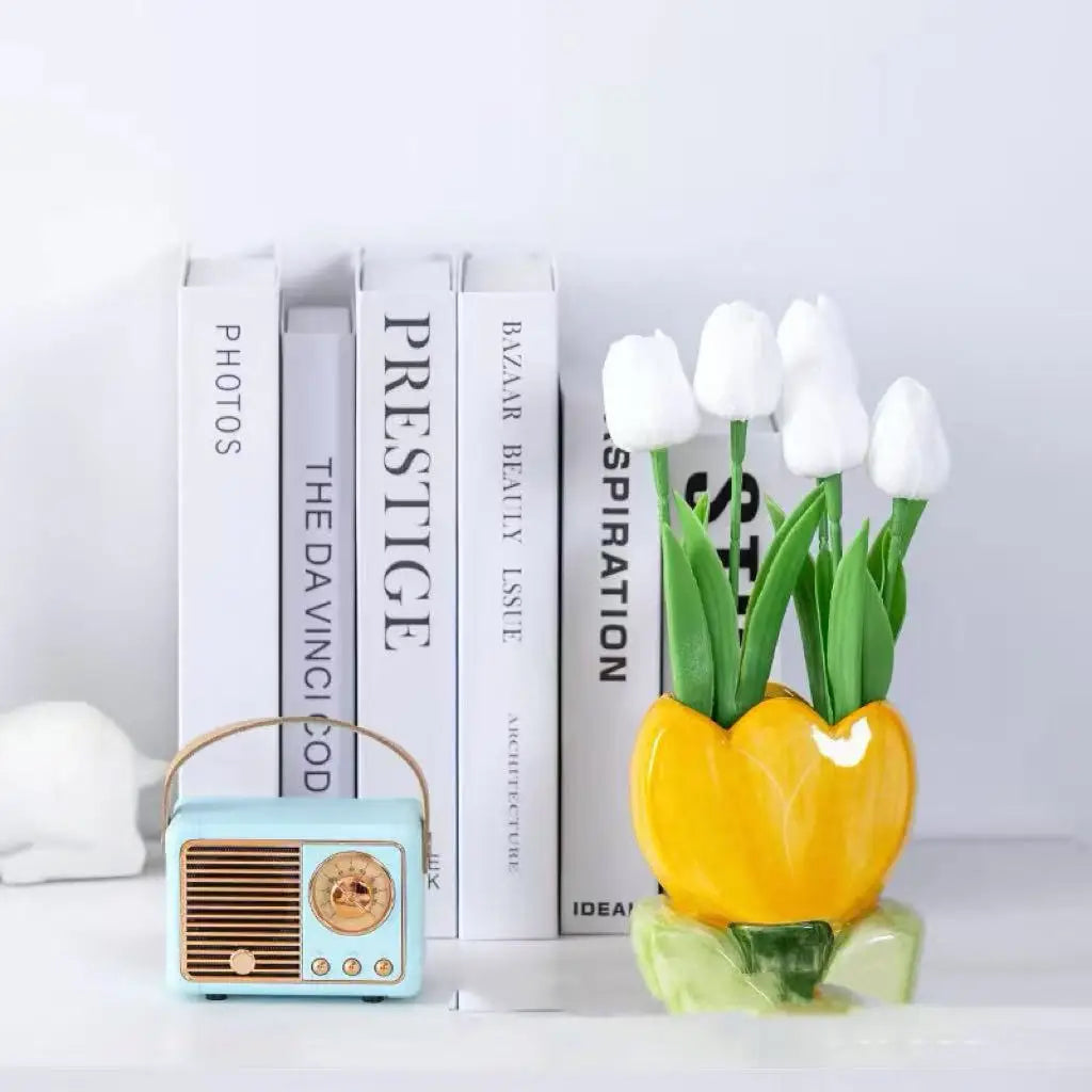 Artistic Tulip Ceramic Flower Pot Contemporary Simple Floral Vase Qme