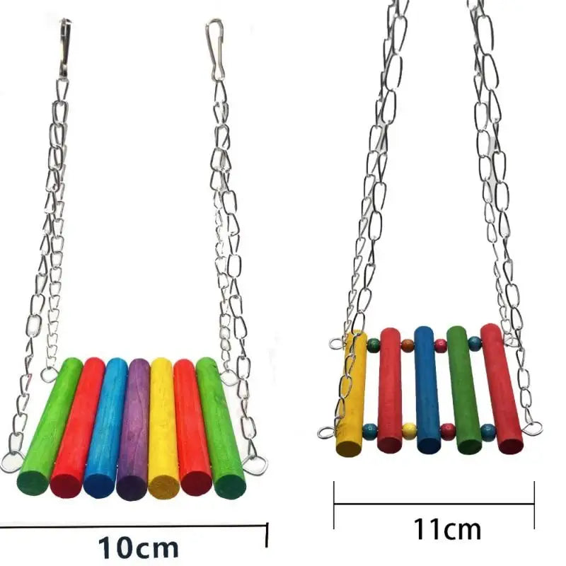 Bird Climbing Toys Cage Accessories Colorful Pet Swing Cloud Ladder Qme
