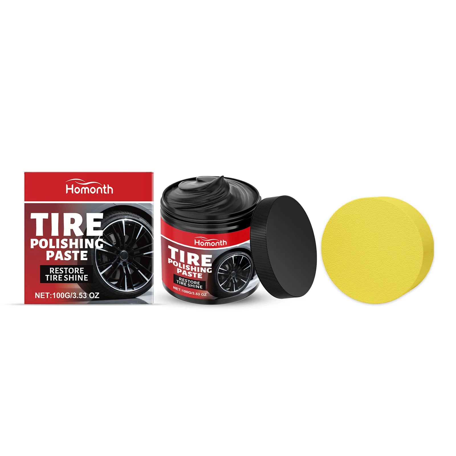 HOMONTH Tire Polishing Paste Automotive Refurbishing Maintenance Qme black