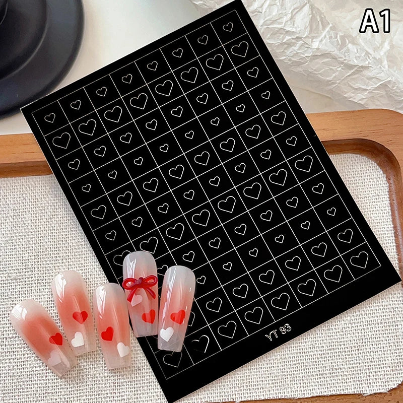Airbrush Stencil Nails Heart Bow Stars Pattern Hollow Nail Sticker Qme A1