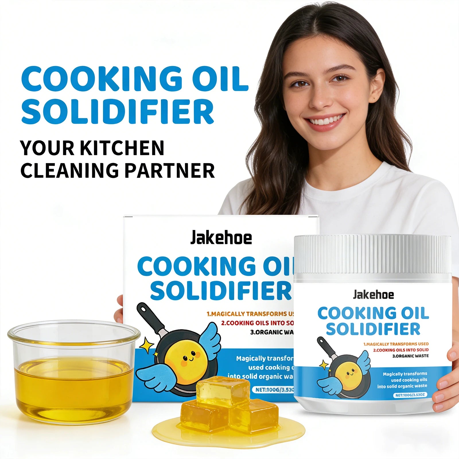 Waste Oil Coagulant Easily Solidify Kitchen Waste Oil Non-irritating Environmentally Friendly Kitchen Waste Oil Treatment Agent Qme